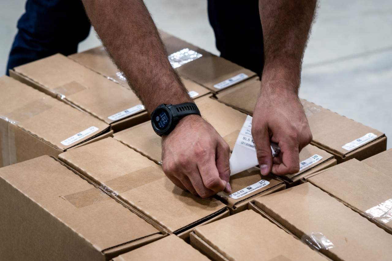 Warehouse cover-up and signage labels in use